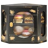 TQQDCI Corner Bread Box for Kitchen Countertop, Large Wooden Bread Box, Double Layer Bread Storage Bin, Bamboo Breadbox for Homemade Bread, Farmhouse Kitchen Organizer with Acrylic Window