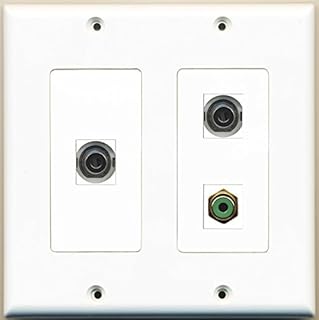 RiteAV - Placa de pared (1 puerto, 2 puertos, 3,5 mm), color verde
