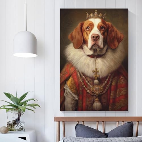 Peinture sur toile colorée POLIUAWS avec l'épagneul breton royal