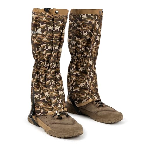 Waterproof Leg Gaiters for Men and Women Adjustable Snow Boot Gaiters for Hiking in Hunting Sand and Mud Mountain Climbing or Snowshoeing (CamoB M)