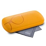 FEFI - Hardcase Brillenetui mit Brillenprägung – Stabiles, hochwertiges Etui mit geprägtem Kunstleder-Bezug außen & weichem Innenfutter – Perfekter Schutz für Ihre Lesebrille oder Sehbrille (Gelb)