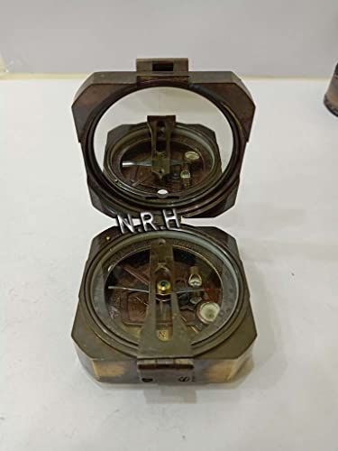 Brújula antigua de latón sólido estilo vintage de 3 pulgadas miniatura 4