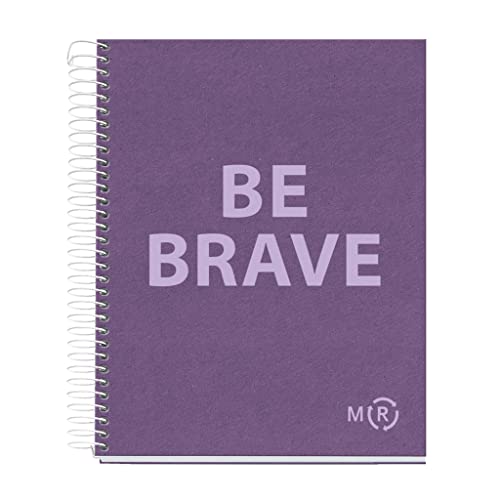 Miquelrius - Cuaderno A5 Be Eco, 80 hojas microperforadas de 90 g/m², Libreta punteada dots, 1 banda de color, 2 taladros, Cubierta reciclada, Violeta amatista