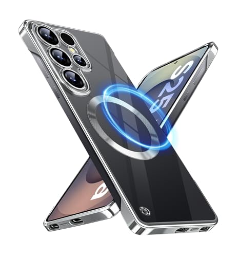 Samsung Galaxy S25 �E���g���X�����P�[�X�p�t���[�����X�P�[�X�A�N���A���C�����^�I�o�T�C�h�AMag-Safe�Ή��A���`�X�N���b�`�ϏՌ��ی�J�o�[Samsung S25 Ultra 5G�p(�V���o�[)