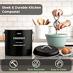 D'Lifeful Kitchen Compost Bin – 1.3 Gallon Countertop Farmhouse Compost Container with Lid – Odorless Indoor Food Scrap Pail with 6 Charcoal Filters – Eco-Conscious and Easy to Clean - Black - Image 5