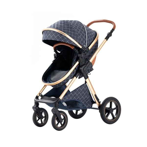 BEBBY Kombikinderwagen 3 in 1 Reisesysteme Standardkinderwagen Kinderwagen Buggy Neugeborener Tragbarer Reisewagen Faltbarer Aluminium Kinderwagen High Landscape Kinderwagen (Blue-6)