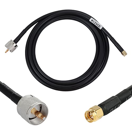 WIZACE 10 ft SMA Male to PL259 UHF S-MR240 Extension Cable (50 Ohm), Pure Copper Coaxial Cables for RF Applications,Antenna Analyzer,Handheld HAM & CB Radio,SWR Meter,Dummy Load