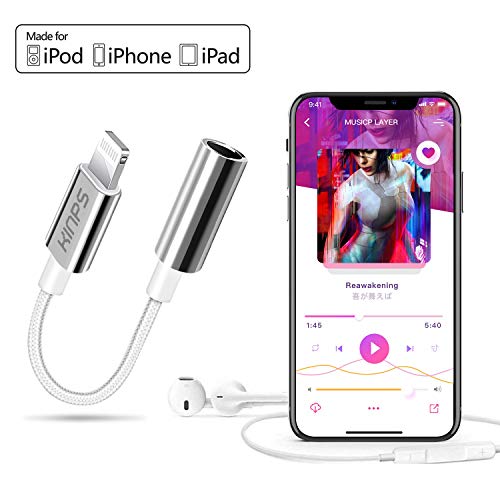 Kinps Mfi Certified Lightning To 3.5 Mm Headphone Jack Adapter Compatible With Iphone 12/11 Pro Max/11 Pro/11/Xs Max/Xs/Xr/X/8 Plus/8/7 Plus/7 (White) #TOP1