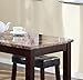 Roundhill Furniture 3-Piece Counter Height Glossy Print Marble Breakfast Table with Stools