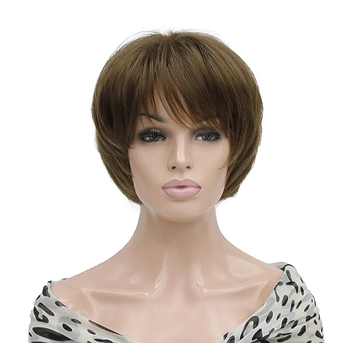 Lydell 8-10" hort Layered Shaggy Heat Resistant Synthetic Wigs Light Reddish Golden Brown