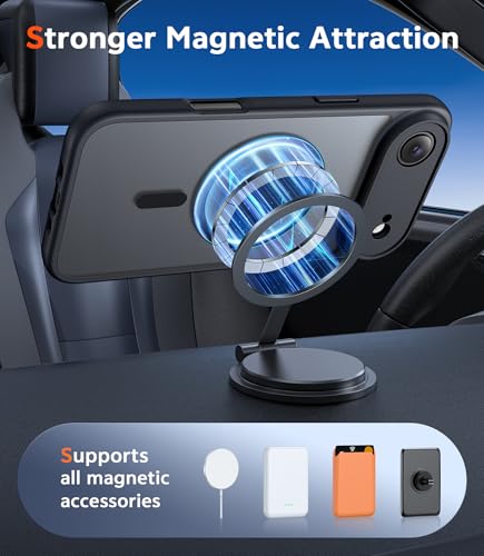 Image of FNTCASE for iPhone Air Case Matte: Magnetic Phone Cases with Screen Protector Drop Proof Compatible with Magsafe Slim Anti Yellowing Rugged Protective Translucent Cell Phone Cover (C-Black)