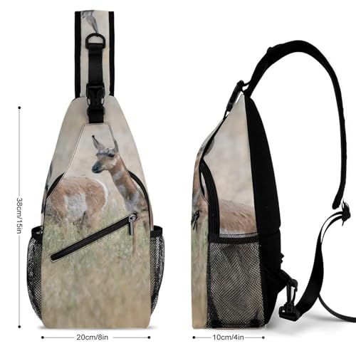 Pronghorn Antelope Sling Backpack Crossbody Bags with Pocket for Women And Men Chest Bag for Travel Hiking2