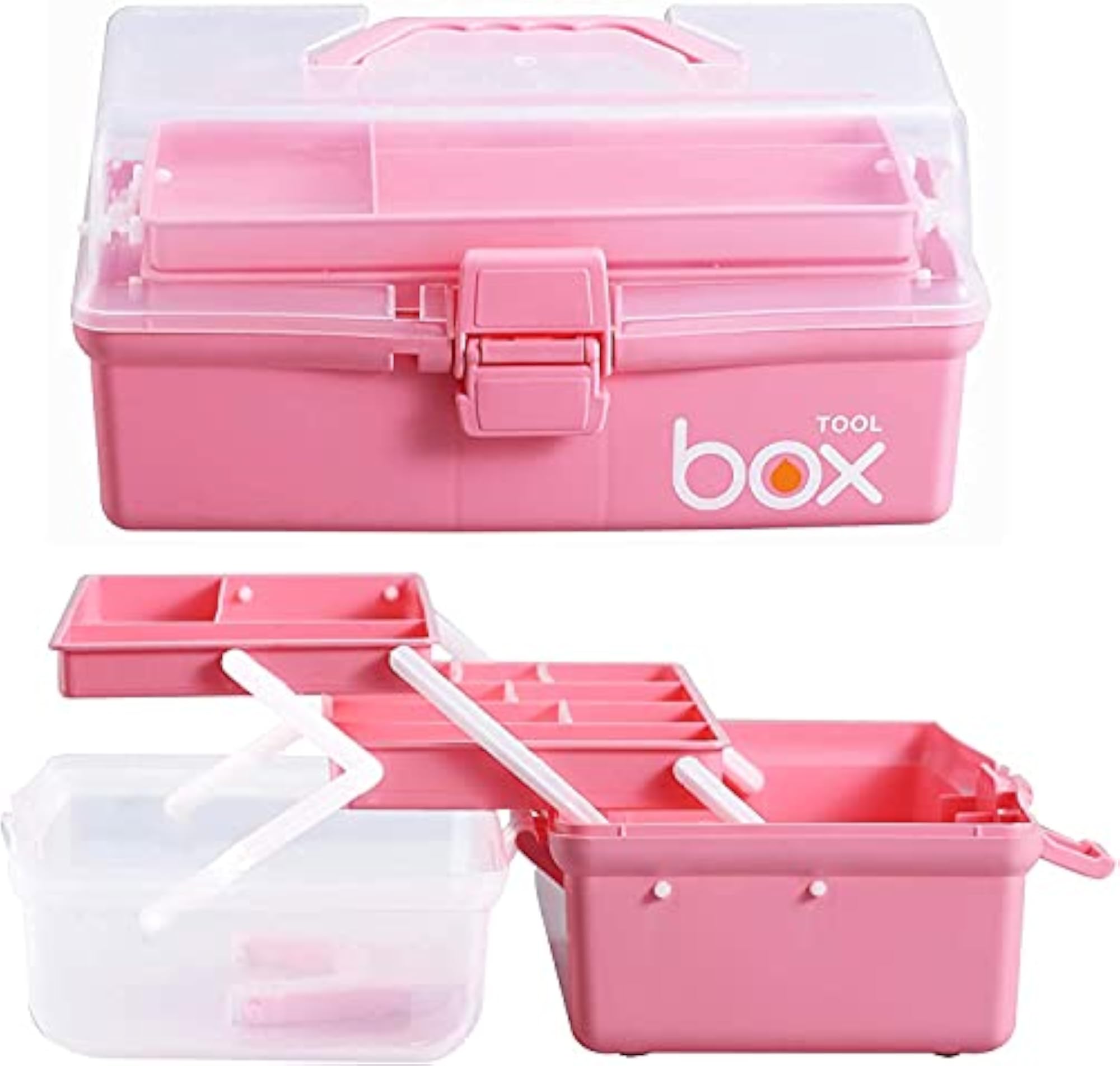 Multi-Purpose 3-Layer Toolbox with Tray, 13.2 Inch