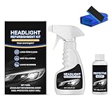 Jeeeun Headlight Restoration Kit, Car Headlight Cleaner with Ceramic Coating, Headlight Haze Remover & Polish, UV Protection Spray, DIY Headlight Lens Restoration Kit for all Vehicles (Set A)