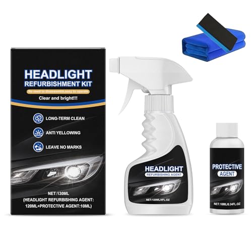 zoocco Car Headlight Restoration Kit, Removes Yellowing & Oxidation, 3 Step DIY Headlight Repair, Ceramic Coating for UV Protection & Long Lasting Clarity (Set A)