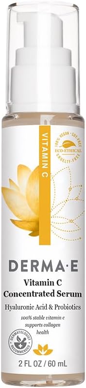 DERMA E Vitamin C Concentrated Face Serum to Hydrate & Brighten, 2 Oz