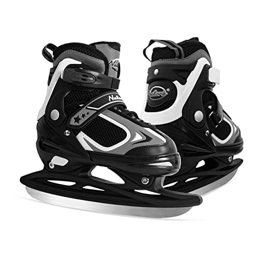 MammyGol Adjustable Ice Skates for Kids, Boys and Girls, Hockey Lace-Up Skate, Blue Ice Skating Shoes Size L for Beginner