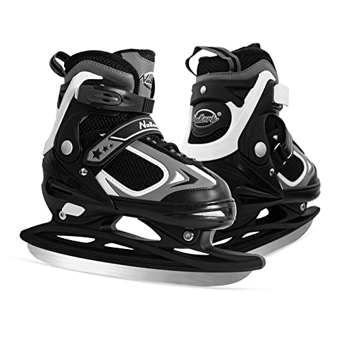 Navaris Adjustable Ice Skates, Large - Comfortable & Robust Ice Skate Shoes For Teens, Women & Men - Perfect For Training, Hockey, Figure Skating And Leisure - Size EU 39-42