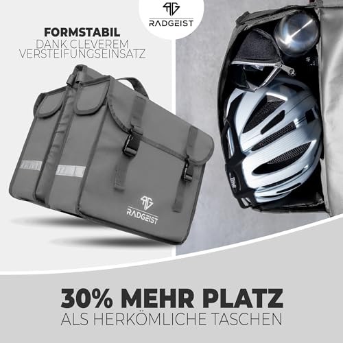 RADGEIST Doppeltasche für Gepäckträger I Fahrradtasche doppelt I Gepäckträgertasche Doppeltasche für Fahrrad 30L