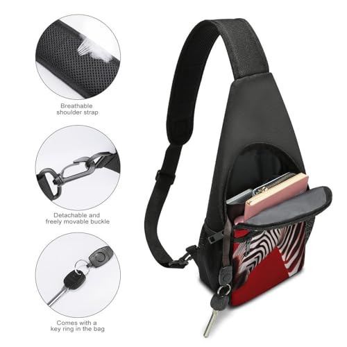 Bolso tipo bandolera Zebra Red para viaje y uso casual miniatura 4