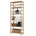 Homfa Bamboo Shelf 6 Tier, 63.4 Inches Height Free Standing Bookshelf Plant Flower Stand Rack Bathroom Storage Tower, Multipurpose Utility Organizer Shelf 100% Nature