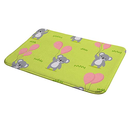 Tapis de bain koala rose déco herbe verte pour douche enfants