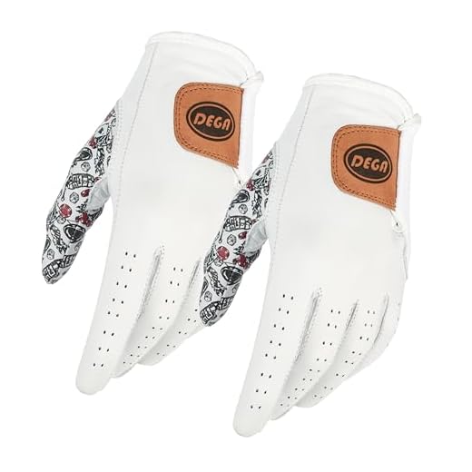 DEGA Mens Golf Gloves 100% Cabretta Leather Left Handed Thumb Printed (M, CASINO)