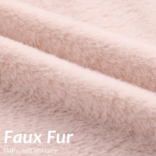 Pallene Faux Fur Plush Throw Pillow Covers 18x18 Set of 2, Luxury Soft Fluffy Cozy Decorative Pillow Covers for Sofa, Couch, Living Room, Blush Pink