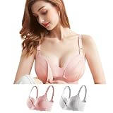 [Kaiyas] 授乳ブラ マタニティブラ 前開きブラジャー ノーワイヤ ナイト 垂れ防止 脇高設計 前開きブラ フロントオープン 大きいサイズ 綿 通気性 調整可能 着脱簡単 産前産後兼用(90C ピンク+ライトグレー)