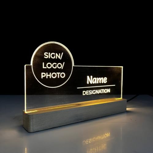 Image of Customized LED Name Plate for Office Desk Table Name Sign Birthday Tahnk you Rakhi Gift For Doctor Professionals Director Manager CEO Founder Friend (10 x 6 inch) (Custom Name)