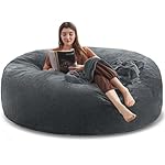 6FT,Oversized Bean Bag Chairs for Adults，Bean Bag Chair with Filler Included，Giant Bean Bag Chair Covered with Flannel Cover, Living Room Furniture, Suitable for Bedroom and Dormitory.(Dark Gray)