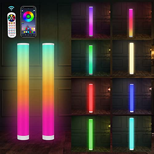 Lospitch 2 piezas Lámpara de Pie, WiFi Lámparas de Pie Inteligente RGBW Luz de Esquina, control de cambio de color de sincronización de música, con Control Remoto y Control de APP Cover