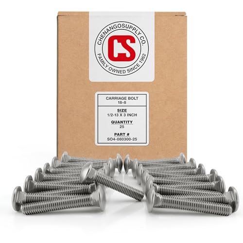 Boulon de carrosserie 1/2-13 en acier inoxydable pour assemblage solide Lot de 25