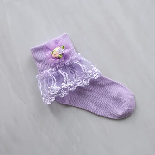 7 Pairs Kid Girls Frilly Dress Socks Cute Flower Bowknot Lace Princess Socks Casual Lightweight Ankle Crew Socks4