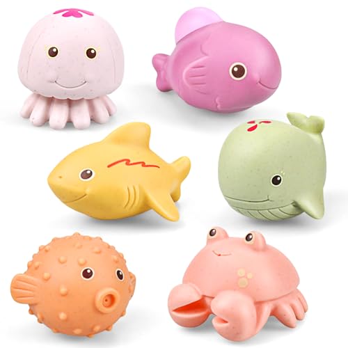 Sea Animals Bath Toys No Hole Mould Free Toddler Bath Toys for 1-3 Year Old Boys Girls Baby Bath Toys for Kids Age 1 2 3 Bath Toys Gifts for Boys Girls Toddler Age 6M+ (SEA)