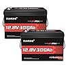 2 packs Dumfume 12V 300Ah LiFePO4 Lithium Battery,200A BMS Rechargeable Battery with 15000 Cycles & 3840Wh Energy,Perfect for Off-Grid, RV, Solar, Motorhome,Backup Power