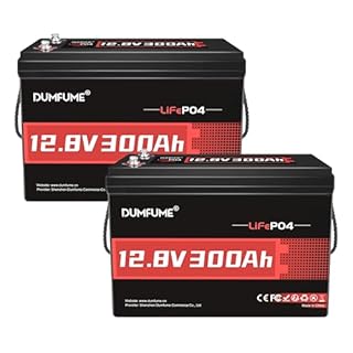 2 packs Dumfume 12V 300Ah LiFePO4 Lithium Battery,200A BMS Rechargeable Battery with 15000 Cycles & 3840Wh Energy,Perfect for Off-Grid, RV, Solar, Motorhome,Backup Power