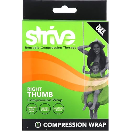 Strive Bande de compression pour pouce droit, réutilisable, soulage la douleur, l'enflure et les blessures, 10 cm x 15 cm