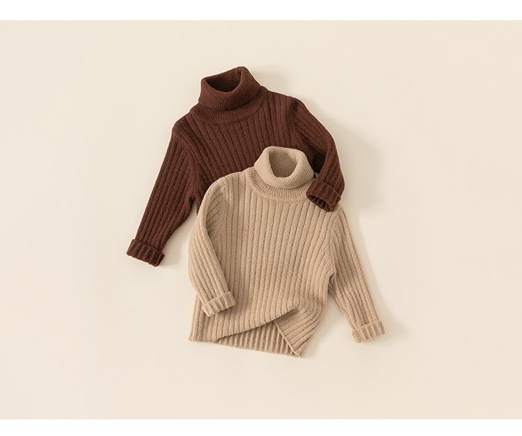 Girls/Boys Turtleneck Sweaters Kids Solid Color Long Sleeve Toddle Chunky Knit Fall and Winter Pullover Tops4