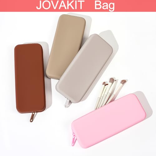 JOVAKIT Rectangle Portable Silicone Cosmetic Bag for Women, Travel Waterproof Makeup Bag Gifts for Women Girls, Zipper Closure Makeup Brush Toiletry Case Travel Storage Organizer Pouch (Black)2
