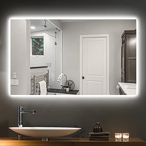 IOWVOE 40 x 24 Inch LED Backlit Bathroom Mirror Anti-Fog Dimmable Vanity Wall Mounted Makeup Memory Mirror, with Light, with Touch Switch Adjustable Brightness (Vertical & Horizontal)