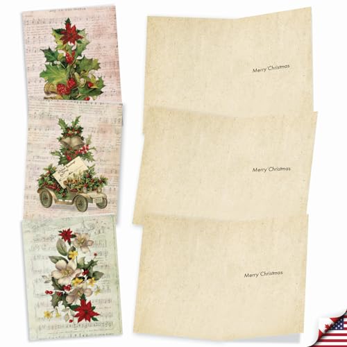 Image of The Best Card Company - 10 Holiday Note Cards for Christmas - Festive Bulk Assortment, Boxed Notecards with Envelopes (4 x 5.12 Inch) - Holly Notes M6650XSG
