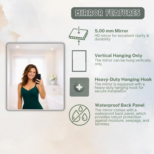 Image of Frameless Rectangle Mirror for Wall 11 X 14 Inch /Frameless Glass with Smooth Edges /Mirror for Bathroom /Bedroom /Living Room /Entryway /Dressing Room /Unframed Decorative Mirror | PM1114A1
