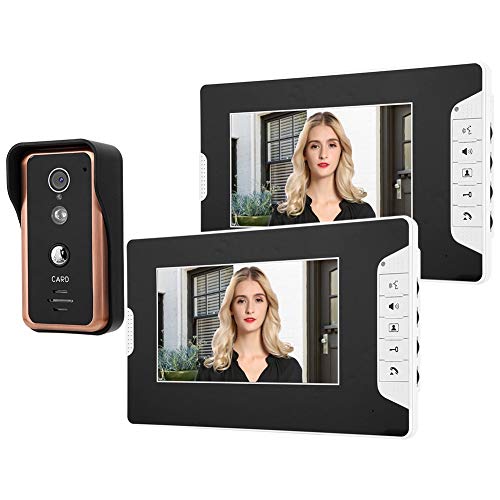 【2020 Jahresendaktion】 Video Türklingel, Kamera verkabelt 2 Monitor Video Türsprechanlage,(European Standard (100-240v))