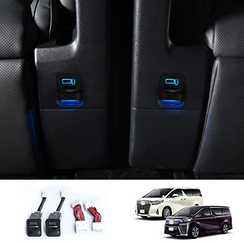 増設USBポート PD急速充電 トヨタ アルファード ヴェルファイア ALPHARD VELLFIRE 30系 2015-2022年に対応 カーチャージャー,LED車内通路灯 30ヴェルファイア 携帯置くだけ充電器 2個セット, 6#