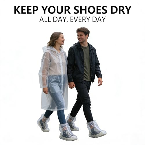 Waterproof Disposable Shoe Covers 10 Pairs, Clear Plastic Shoe Boot Covers for Rain and Outdoor Use, Wear Resistant Boot Covers for Men and Women, Fits Women US 6.5–9 & Men US 6–8 — view 3