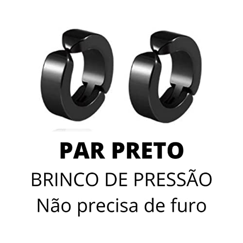 Par de Brincos Pressão Masculino Feminino (preto)