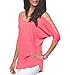 Women's Off Shoulder Shirt Half Sleeve Tunic Top Casual Blouse,Pink,XL