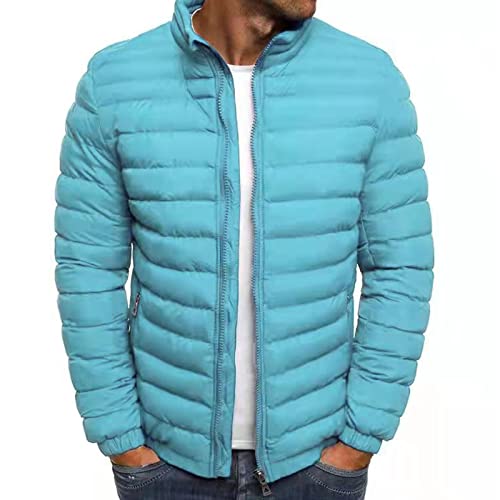 UHouse Winterjacke Herren Steppjacke ohne Kapuze Leichte Daunenjacke Wandern Übergangsjacke Herbst Winter Jacke Bequeme Softshelljacke Outdoor Puffer Jacken Einfarbig Baumwolle Bomberjacke Mintgrün L