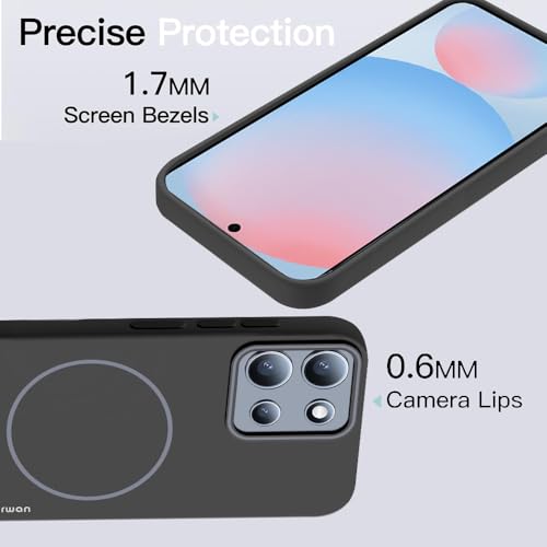 Image of KARWAN Ultra Slim MagEaze Magnetic Matte Finish Back Case Cover Compatible with Moto Edge 60 Fusion N52 Magnetic Ring, Wireless Charging Compatible, Scratch Resistant, Hard PC, Black